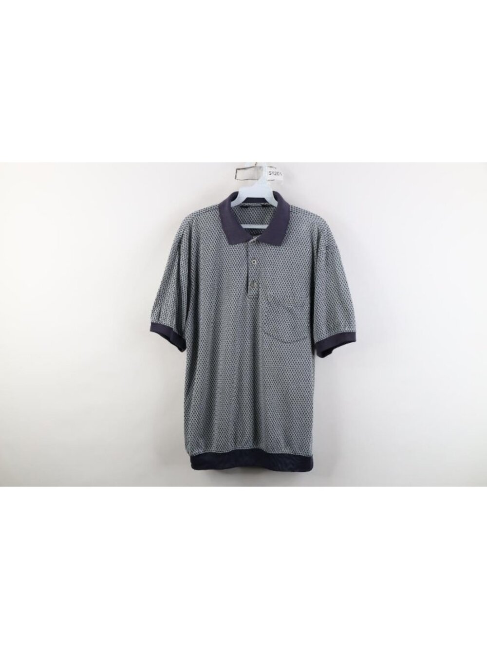 Vintage 90s Streetwear Mens Medium Distressed Cross Hatch Knit Pullover Polo